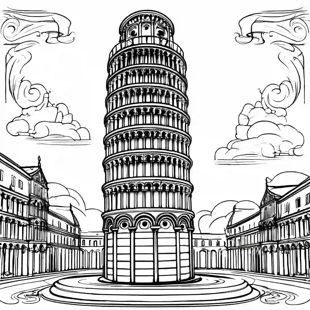 The Leaning Tower of Pisa coloring pages